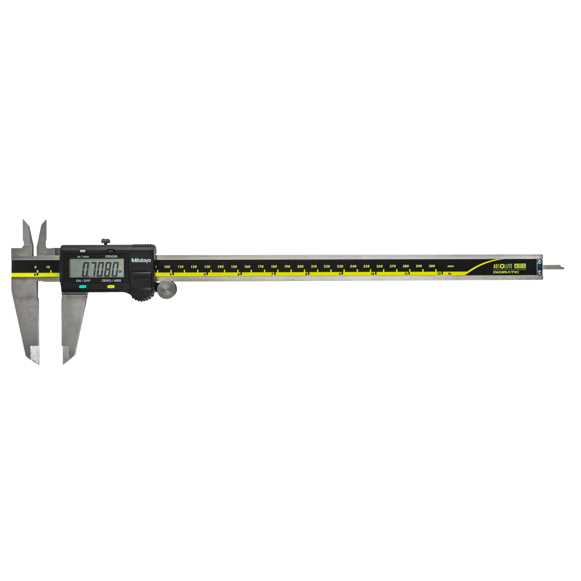 Mitutoyo ABSOLUTE AOS Digimatic Caliper - 0-12in./300mm, .0005in./0.01mm, Large LCD Readout, Model# 500-193-30